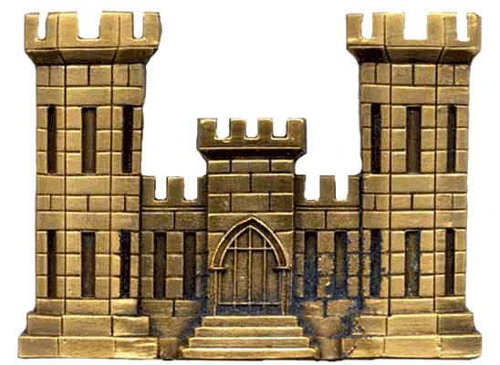 The Army Engineer Regiment castle insignia.