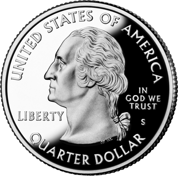 The obverse of a United States quarter.